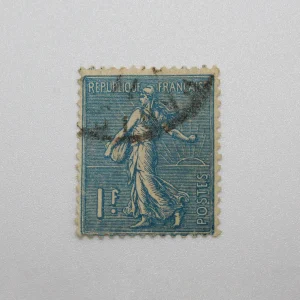 Rare timbre français Seeder 1 f. bleu marine