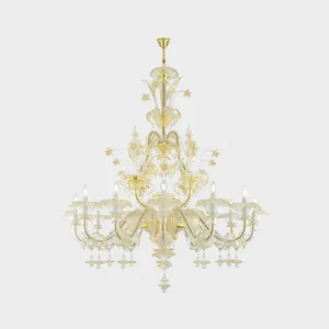 Italian blown glass chandelier, 24 carat gold leaf crystals