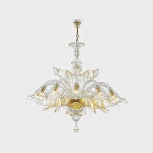 Italian blown glass chandelier, 24 carat gold leaf decorations