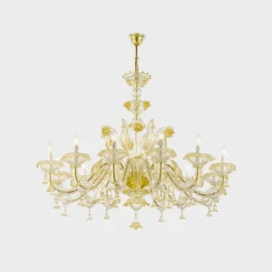 Italian blown glass chandelier, 24 carat gold leaf decorations