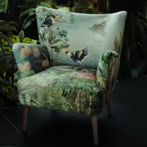 Sillón vintage tapizado en suave terciopelo, 78x85xh.87 cm